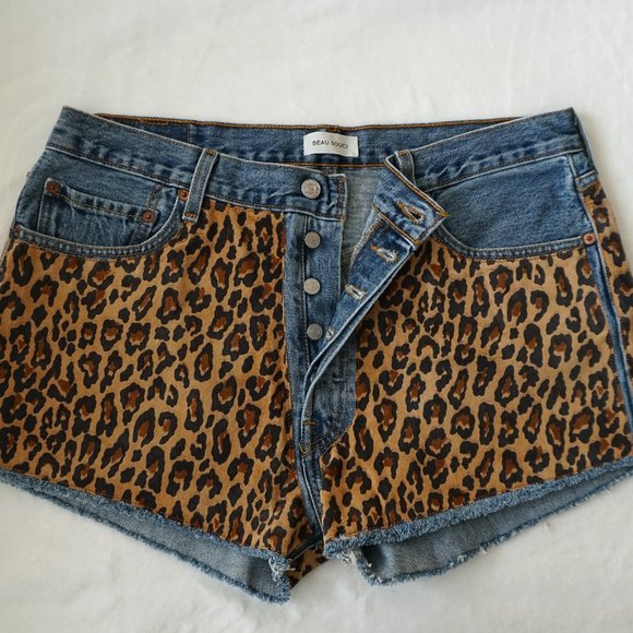 Beau Souci Cheetah Print Shorts Mini - Picture 1 of 4